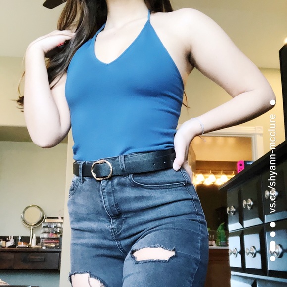 Urban Outfitters navy blue halter top - Picture 3 of 4